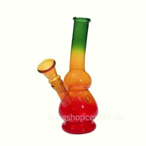 Rasta Chillum aus Glas 180mm mit Kickloch und 90mm Länge